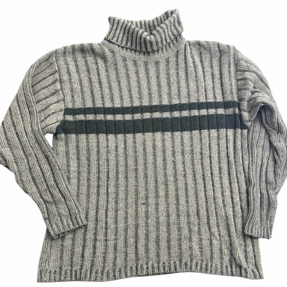 Vintage Ribbed Turtleneck Sweater Men’s XL Striped Acrylic‎ Knit